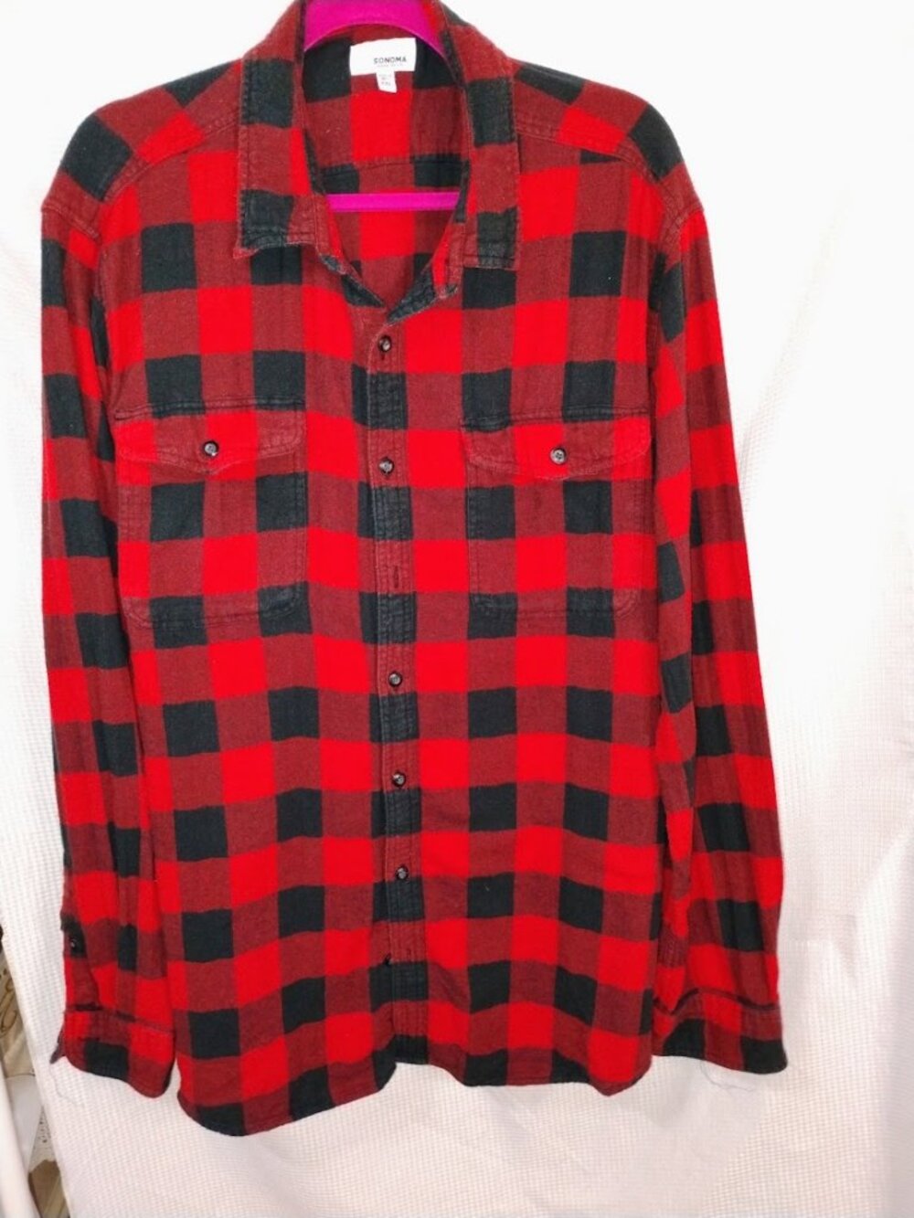Red and Black Buffalo Check plaid flannel shirt from the brand Sonoma Goods